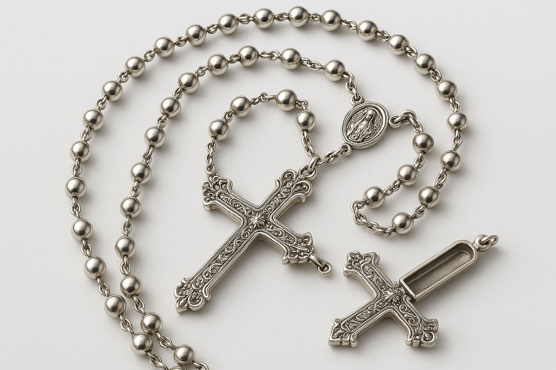 Cruel Intentions Rosary Replica: Handmade Sterling Silver Stash Cross Pendant