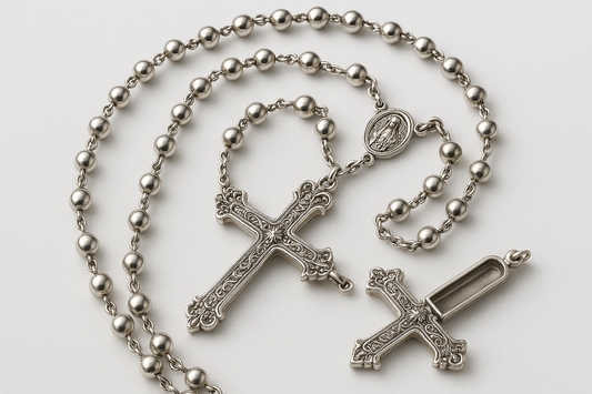 Cruel Intentions Rosary Replica: Handmade Sterling Silver Stash Cross Pendant