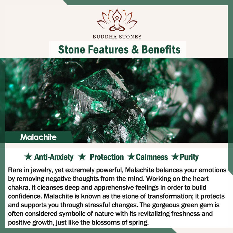 Buddha Stones Malachite Black Tourmaline Purity Bracelet BS