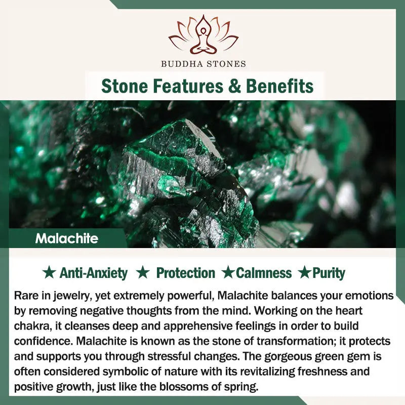 Buddha Stones Malachite Black Tourmaline Purity Bracelet BS