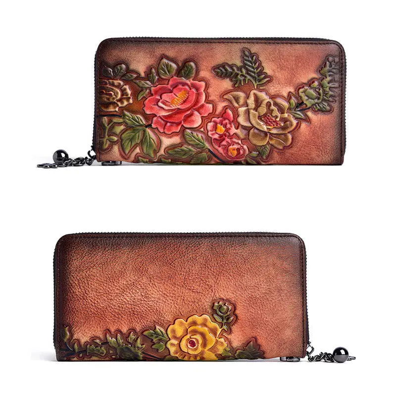 Buddha Stones Retro Flowers Printed Leather Bag Journey Shopping Purse Handbag BS
