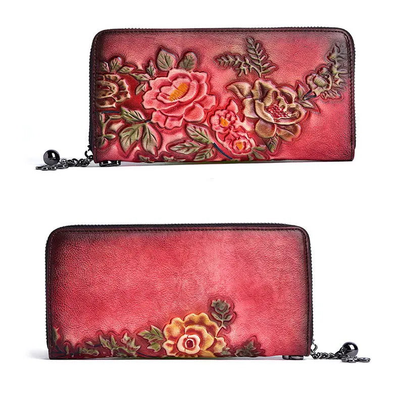 Buddha Stones Retro Flowers Printed Leather Bag Journey Shopping Purse Handbag BS