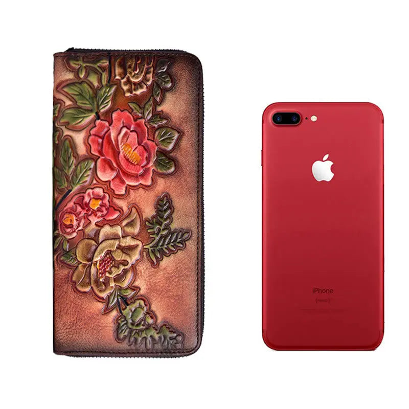 Buddha Stones Retro Flowers Printed Leather Bag Journey Shopping Purse Handbag BS