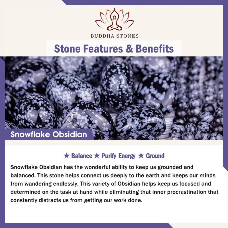 Buddha Stone Snowflake Obsidian Balance Bracelet BS