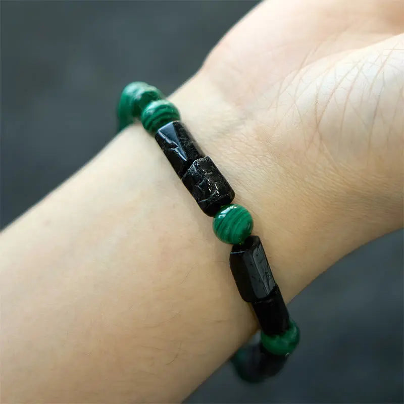 Buddha Stones Malachite Black Tourmaline Purity Bracelet BS