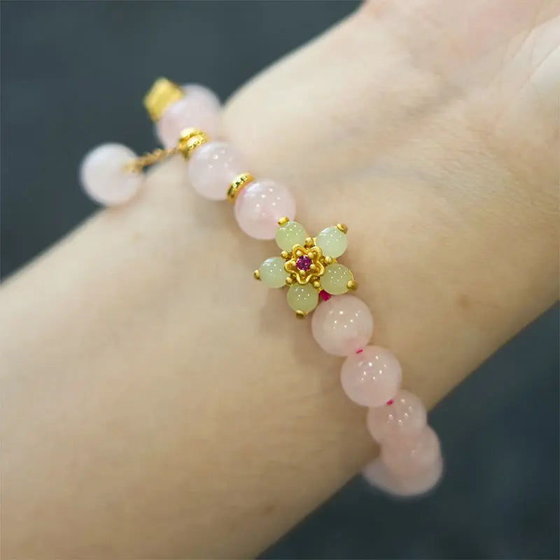 Soothing Self-acceptance Pink Crystal Citrine Flower Bracelet Starymagic