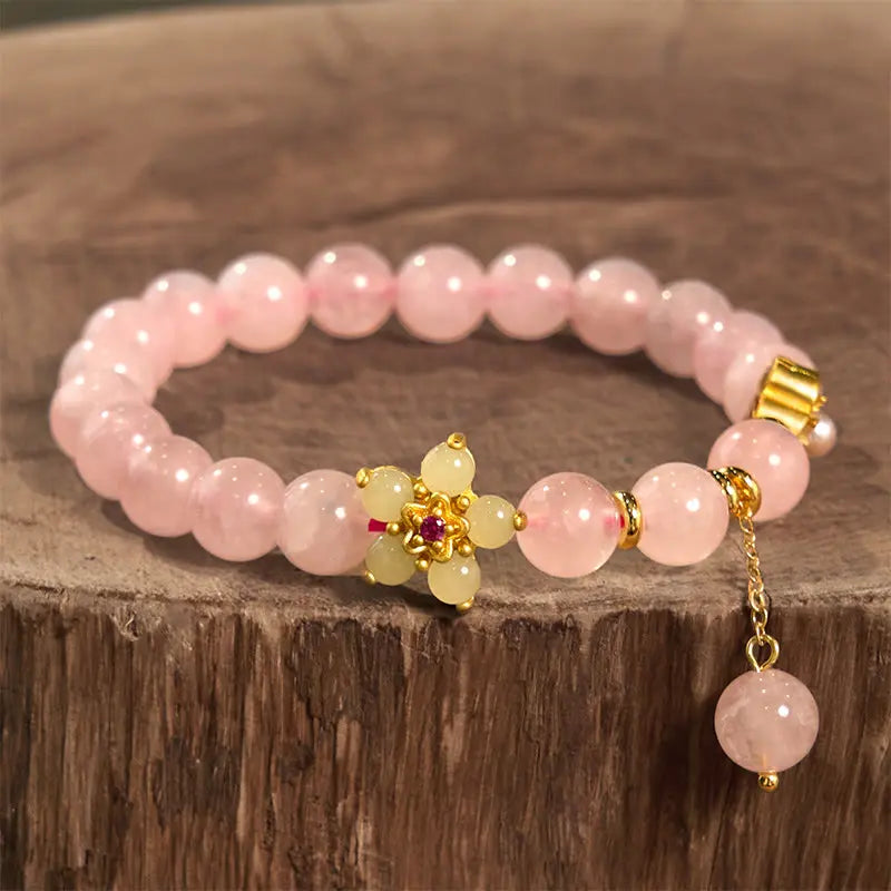 Soothing Self-acceptance Pink Crystal Citrine Flower Bracelet Starymagic