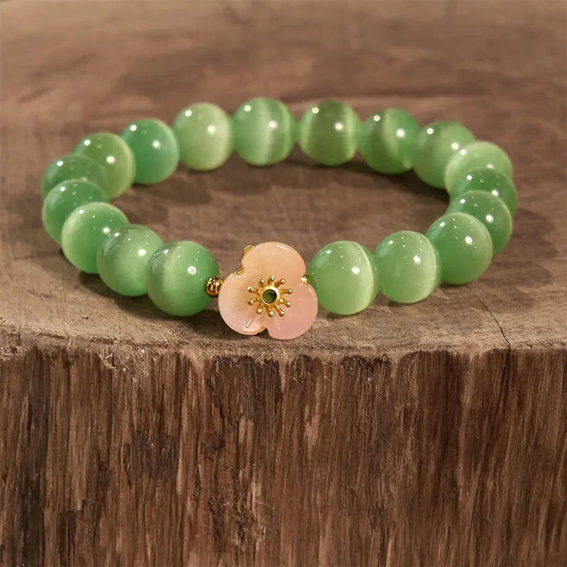 Buddha Stones Cat's Eye Chrysoberyl Flower Love Bracelet BS