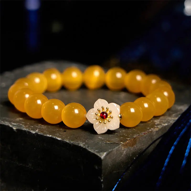 Buddha Stones Cat's Eye Chrysoberyl Flower Love Bracelet BS