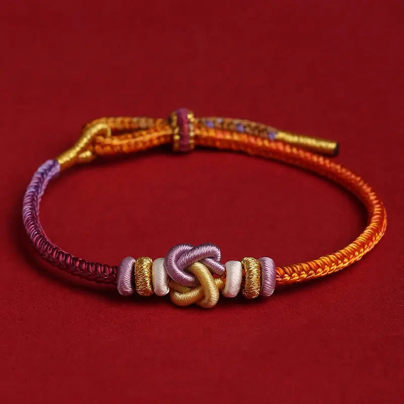 Buddha Stones Colorful String Heart Knot Protection Braided Bracelet BS