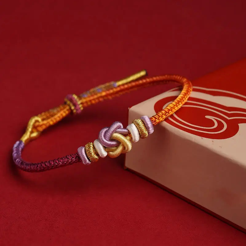 Buddha Stones Colorful String Heart Knot Protection Braided Bracelet BS