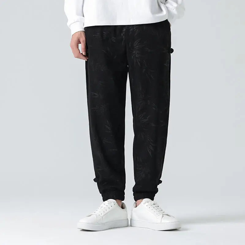 Buddha Stones Fall Winter Bamboo Men's Frog-Button Corduroy Pants With Pockets BS