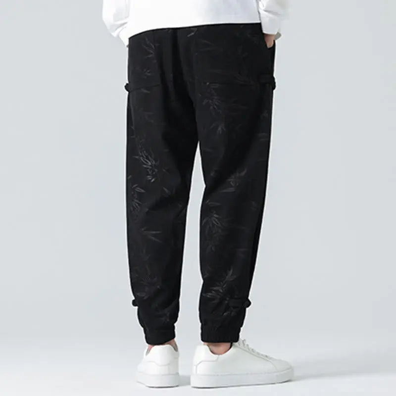 Buddha Stones Fall Winter Bamboo Men's Frog-Button Corduroy Pants With Pockets BS