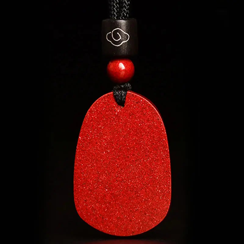 Buddha Stones Chinese Zodiac Black Rope Cinnabar Calm Necklace Pendant BS