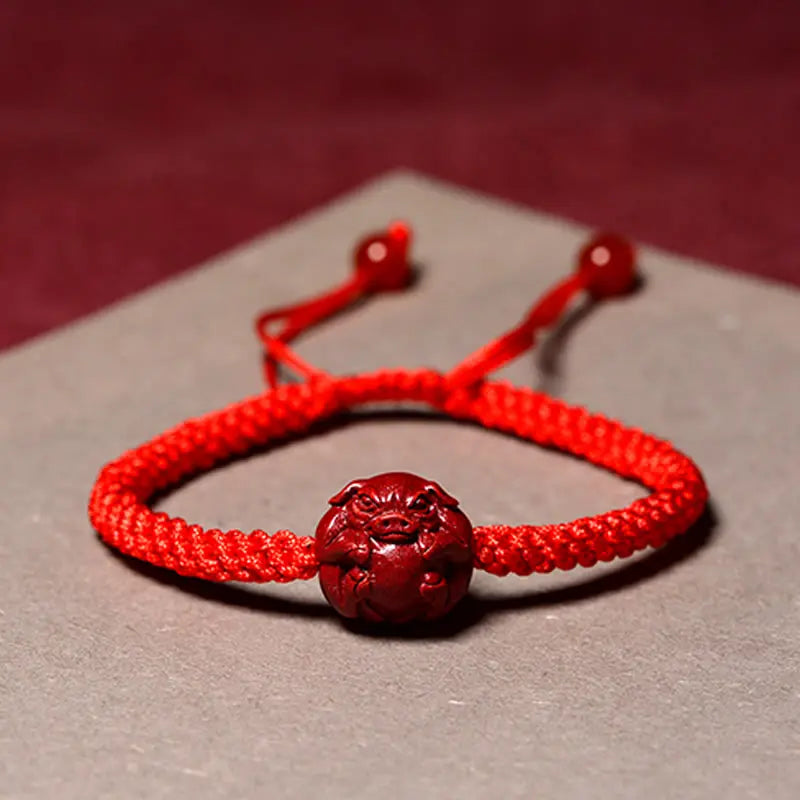 Buddha Stones Chinese Zodiac Red String Cinnabar Blessing Bracelet BS