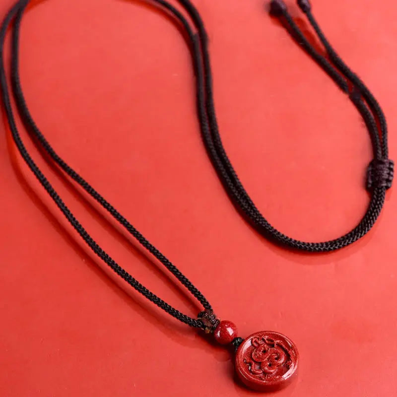 Buddha Stones Chinese Zodiac Cinnabar Calm Phone Hanging Decoration Key Chain Necklace Pendant BS