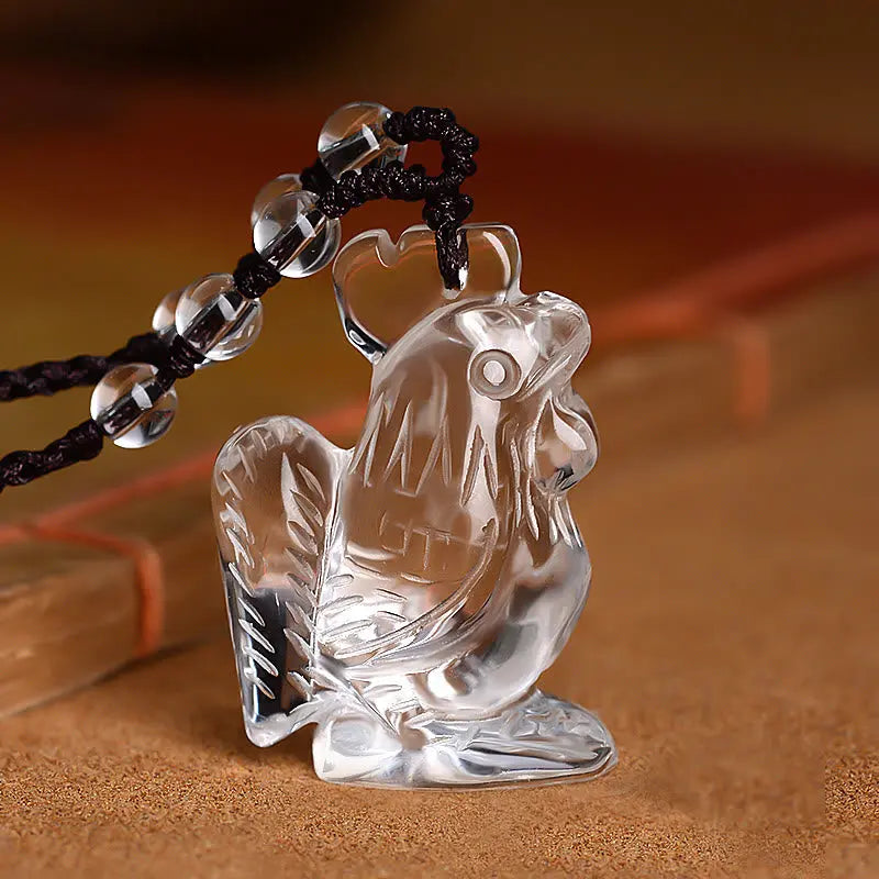 Buddha Stones Chinese Zodiac White Crystal Protection Necklace Pendant BS