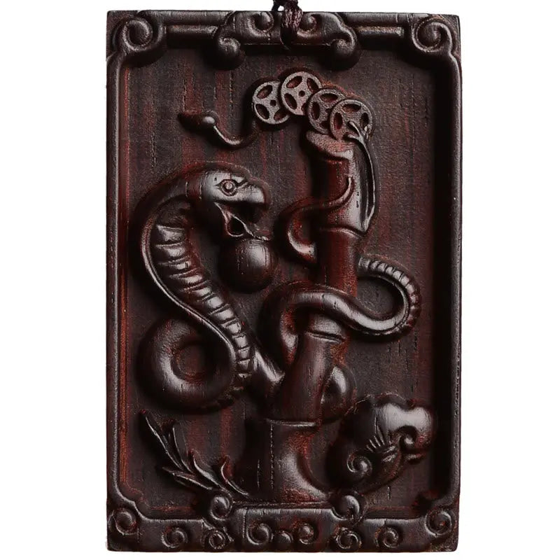 Buddha Stones Chinese Zodiac Small Leaf Red Sandalwood Calm Necklace Pendant BS
