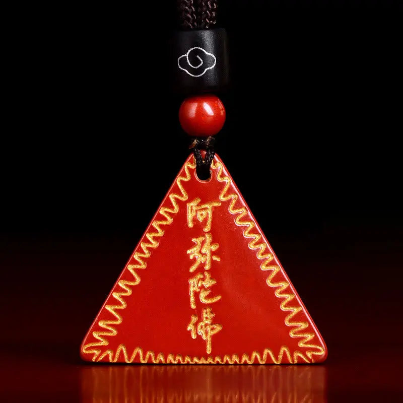 Buddha Stones Cinnabar Amitabha Calm Necklace Pendant BS