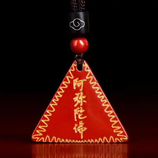 Buddha Stones Cinnabar Amitabha Calm Necklace Pendant BS