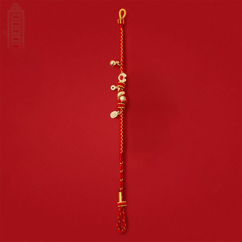 Buddha Stones Red String Red Agate Fu Character Year Of The Snake Protection Braided Bracelet BS