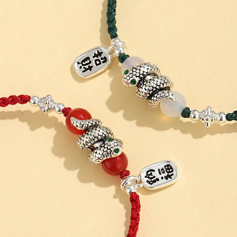 Buddha Stones Copper Fu Character Year Of The Snake Red String Luck Bracelet BS