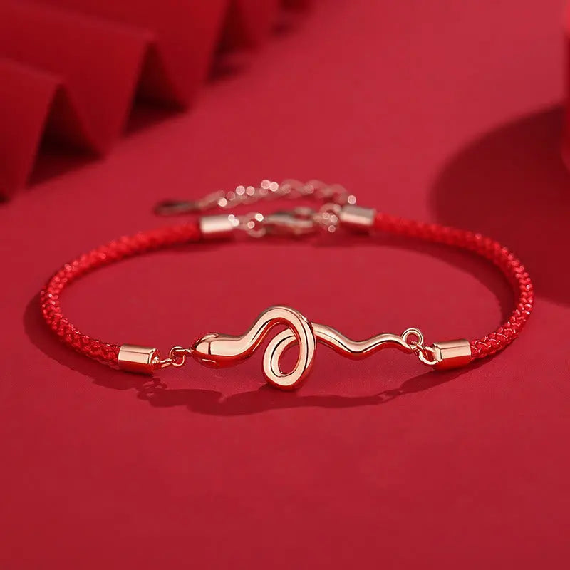 Buddha Stones 925 Sterling Silver Year Of Snake Red String Protection Braided Bracelet BS