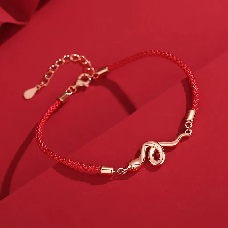 Buddha Stones 925 Sterling Silver Year Of Snake Red String Protection Braided Bracelet BS