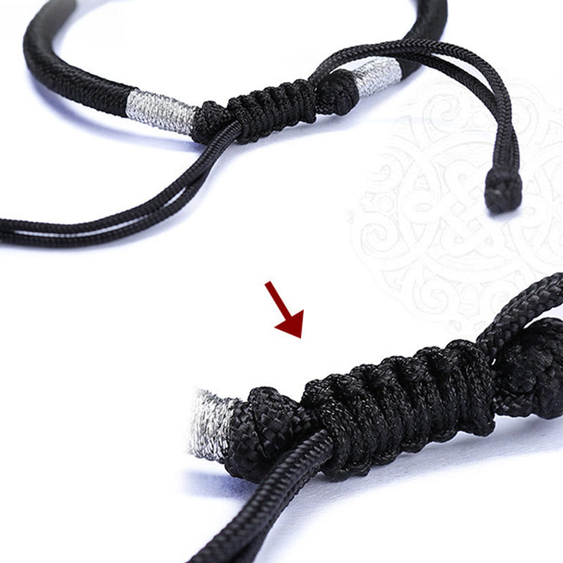 Buddha Stones Black String 999 Sterling Silver Six True Words Creativity Bracelet BS
