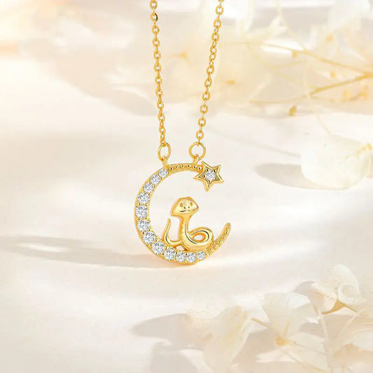 Buddha Stones 925 Sterling Silver Moon Snake Year Of The Snake Blessing Necklace Pendant BS