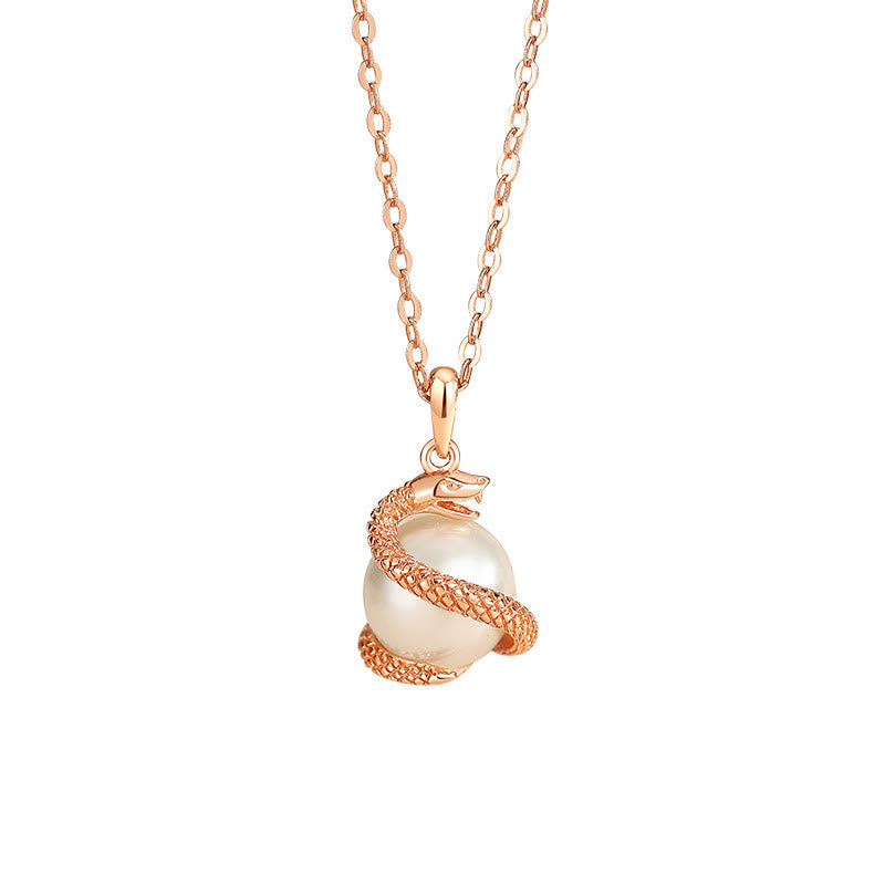 Buddha Stones 925 Sterling Silver Pearl Year Of The Snake Balance Blessing Necklace Pendant BS