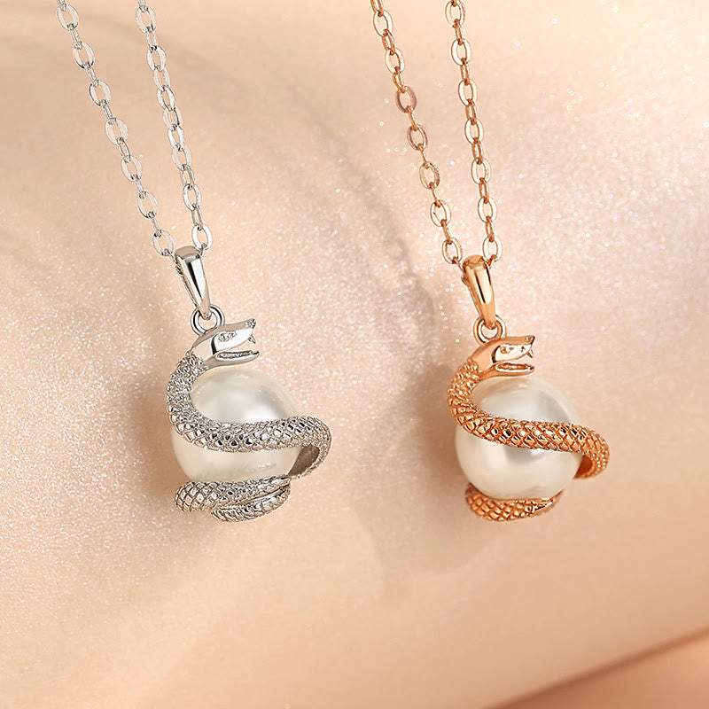 Buddha Stones 925 Sterling Silver Pearl Year Of The Snake Balance Blessing Necklace Pendant BS