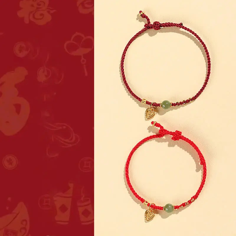 Buddha Stones 925 Sterling Silver Hetian Jade Bead Copper Coin Love Heart Charm Luck Bracelet BS