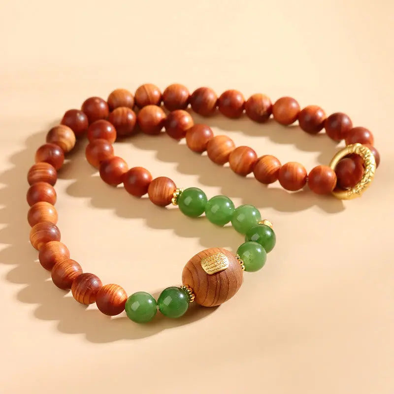 Buddha Stones Thuja Sutchuenensis Green Chalcedony Double Wrap Prosperity Bracelet BS