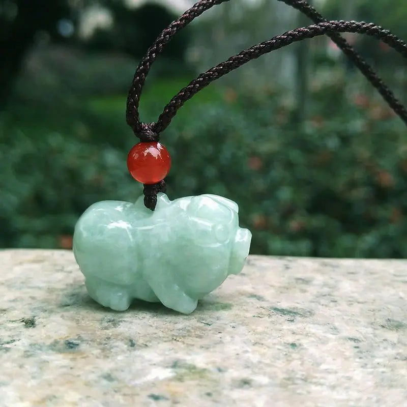 Buddha Stones Chinese Zodiac Natural Jade Luck Necklace Pendant BS