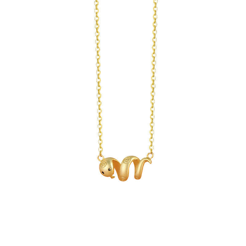 Buddha Stones 925 Sterling Silver Year Of The Snake Golden Snake Luck Prosperous Bracelet Necklace Pendant BS