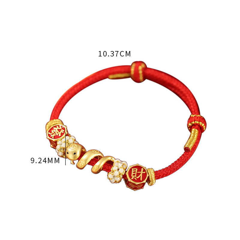 Buddha Stones 925 Sterling Silver Year Of The Snake Golden Snake Luck Prosperous Bracelet Necklace Pendant BS