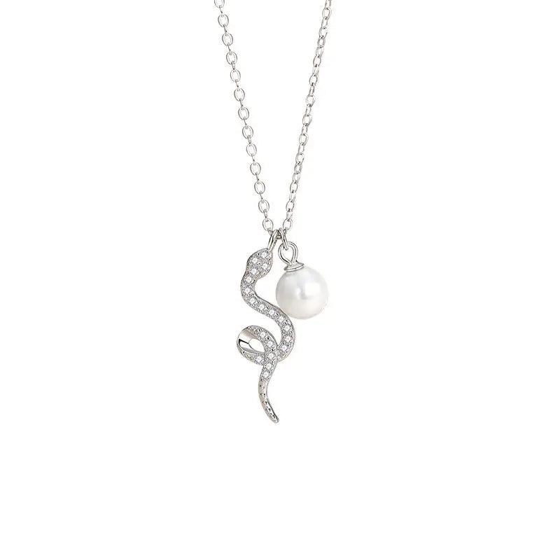 Buddha Stones 925 Sterling Silver Pearl Year Of The Snake Blessing Sincerity Necklace Pendant BS