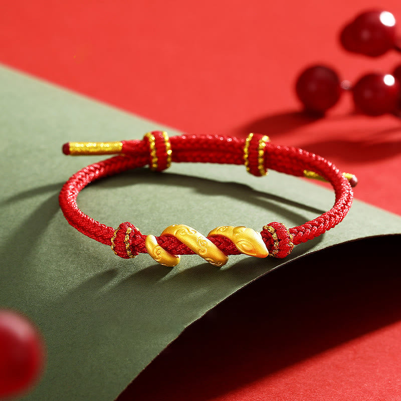 Buddha Stones 999 Gold Red String Year Of The Snake Protection Bracelet BS