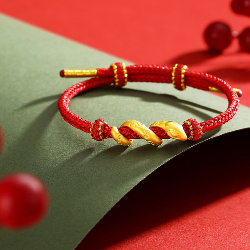 Buddha Stones 999 Gold Red String Year Of The Snake Protection Bracelet BS