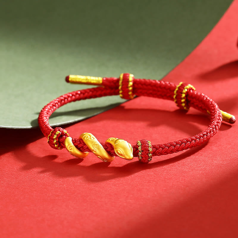 Buddha Stones 999 Gold Red String Year Of The Snake Protection Bracelet BS