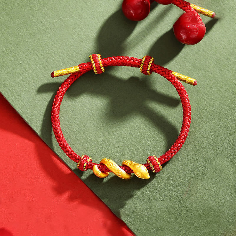 Buddha Stones 999 Gold Red String Year Of The Snake Protection Bracelet BS