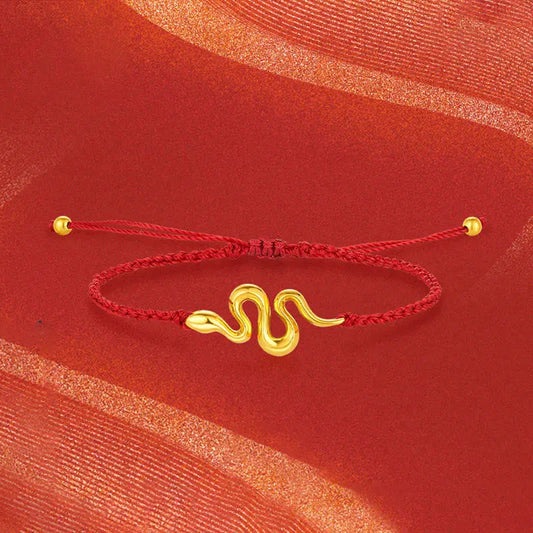 Buddha Stones 999 Gold Red String Lucky Beads Year Of The Snake Connection Bracelet BS