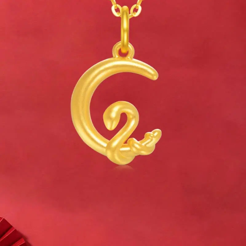 Buddha Stones 999 Gold Moon Year Of The Snake Luck Necklace Pendant BS