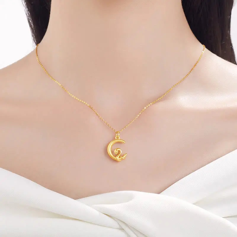 Buddha Stones 999 Gold Moon Year Of The Snake Luck Necklace Pendant BS