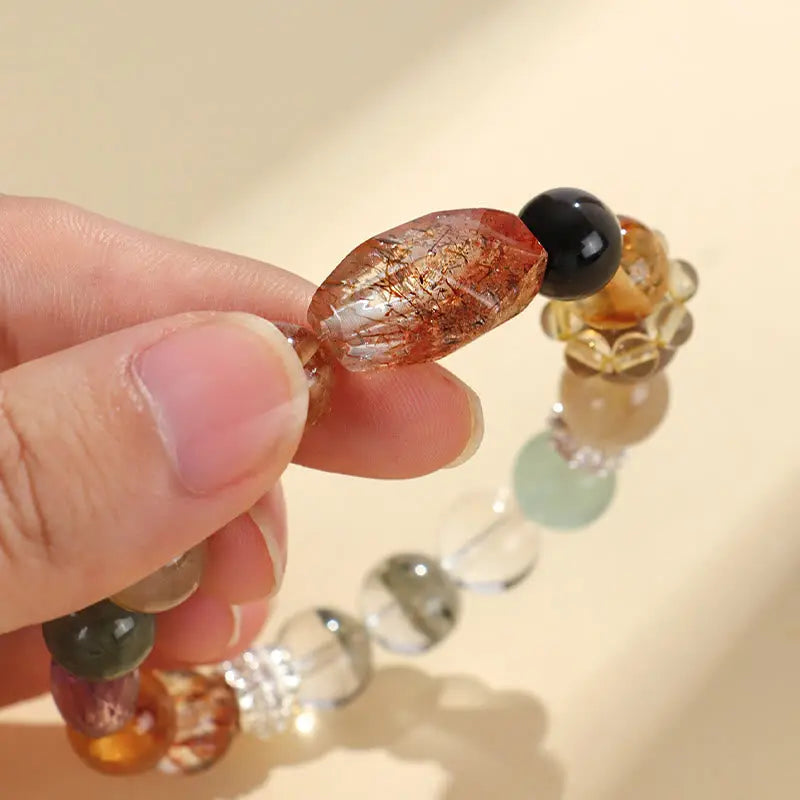 Buddha Stones Super Seven Crystal Topaz Obsidian Tiger Eye Positivity Bracelet BS