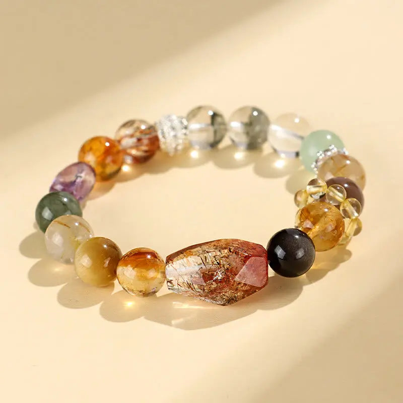 Buddha Stones Super Seven Crystal Topaz Obsidian Tiger Eye Positivity Bracelet BS
