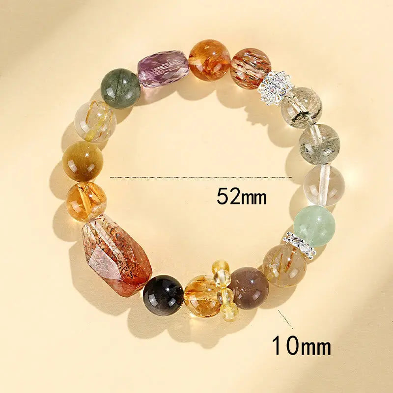 Buddha Stones Super Seven Crystal Topaz Obsidian Tiger Eye Positivity Bracelet BS