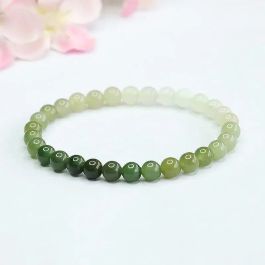 Buddha Stones Hetian Jade Gradient Color Abundance Bracelet BS