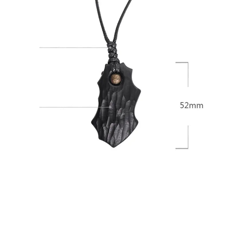 Buddha Stones Ebony Wood Obsidian Irregular Shape Copper Bead Peace Calm Necklace Pendant BS